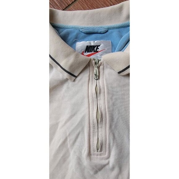 Vintage Nike 1/4 Zip Polo Shirt 90s Size Large Carolina Blue Accent Stripe Logo - Picture 4 of 9